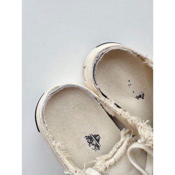 xVESSEL G.O.P. White Frayed Canvas "Peace By Piece" Slip On Sneakers, Size M5/W7 - Picture 13 of 16